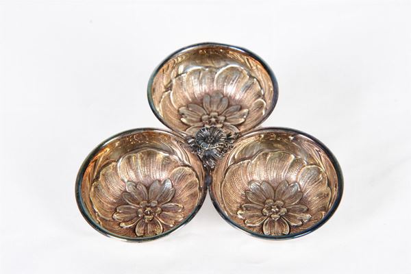 Portasale a 3 vasche in argento 800/1000