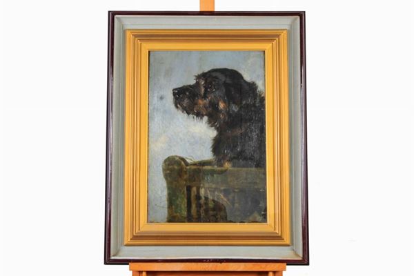 Filippo Palizzi - Ritratto di cane entro una culla