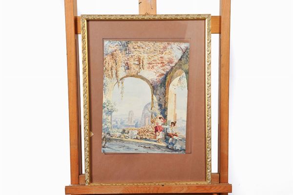 Scorcio di paese con figure