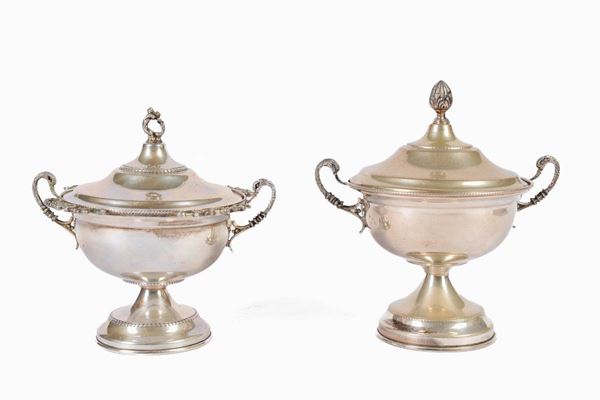 Lot of 2 sugar bowls in 800/1000 silver