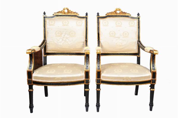 Pair of Louis XVI style armchairs