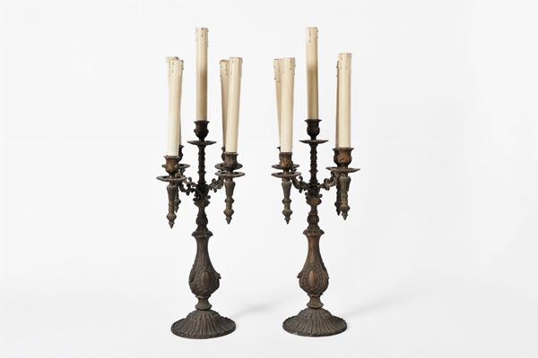 Lot of 2 electrified candlesticks
