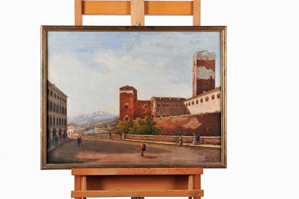 Mantua castle with river and mountains