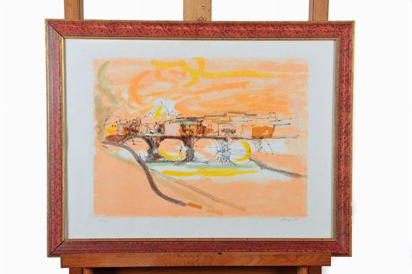 Ugo  Attardi - Veduta del Tevere con Castel Sant’Angelo