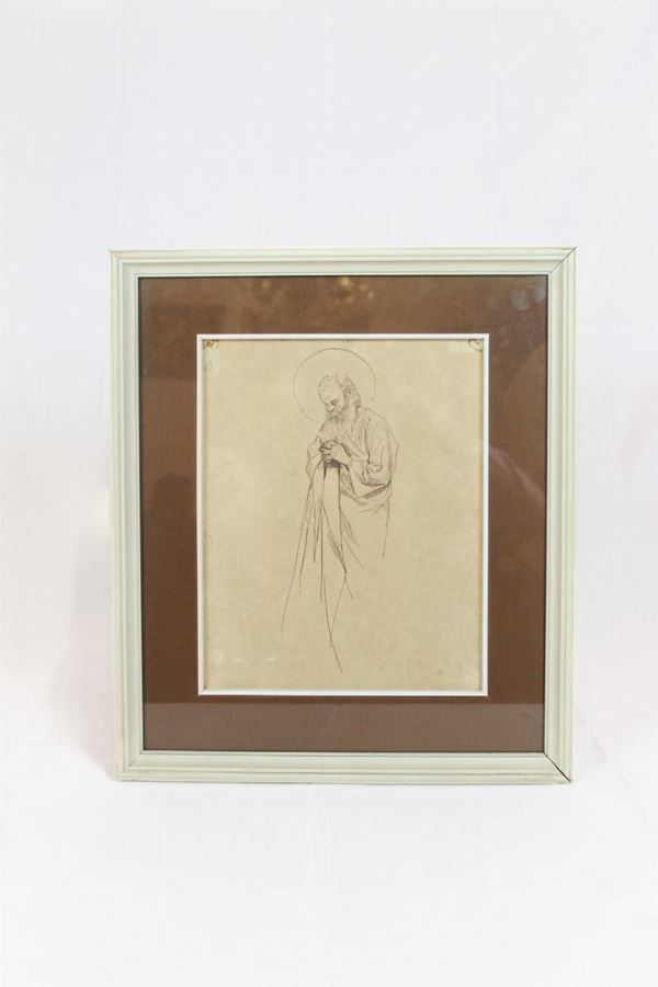 Cesare Maccari - Preparatory study of the figure of a saint