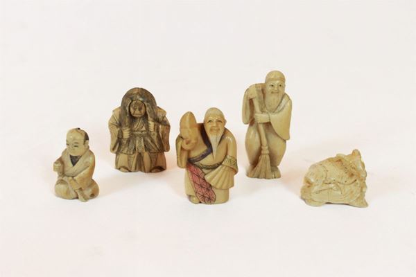 Lotto di 5 Netsuke giapponesi
