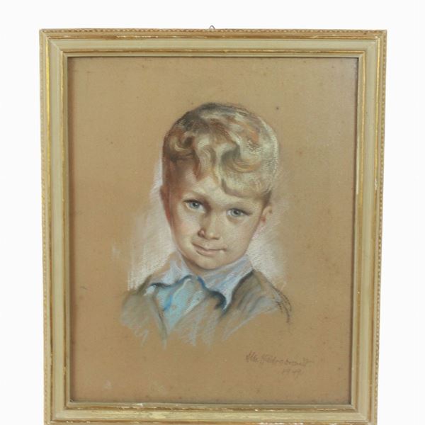 Wilhelm Hildenbrandt : Portrait of a boy  - Pastel on paper - Auction Asta estiva a tempo - Al miglior offerente - DAMS Casa d'Aste