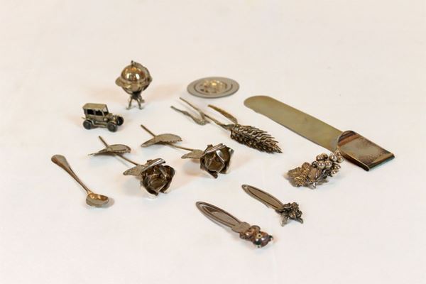 Lot of 11 objects in 800/1000 silver