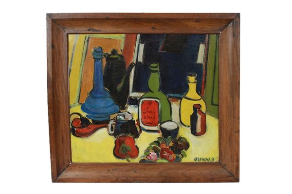 Sante Monachesi - Still life &#39;with red coffee pot&#39;