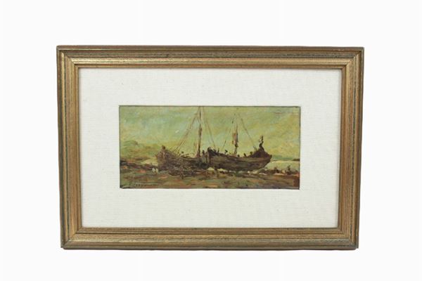Pietro Fragiacomo - Glimpse of Marina with boats