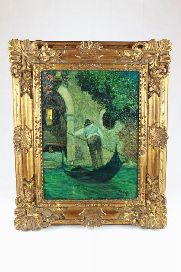 Rodolfo  Paoletti - Gondoliere a Venezia in notturno