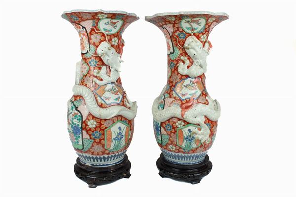 Pair of trumpet vases