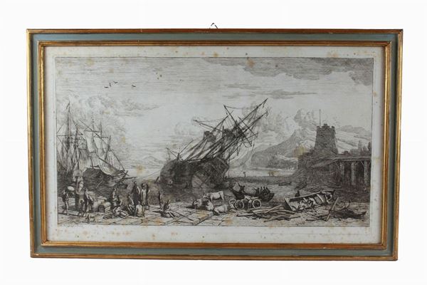 Adrien Manglard - Pair of harbor views