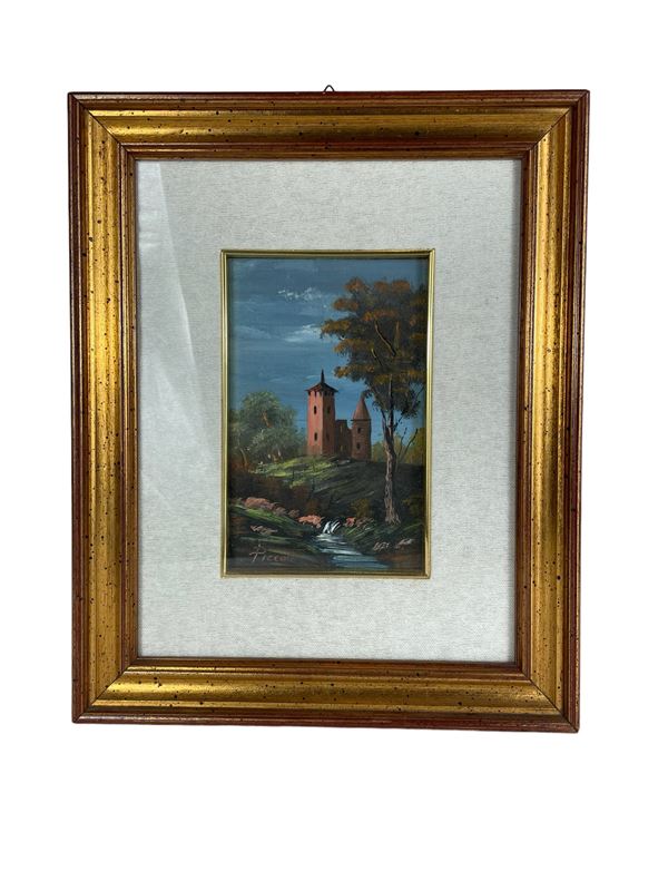 Veduta di Castello, Piccoli  (seconda metà XX secolo)  - Auction Brocantage Natalizio - DAMS Casa d'Aste