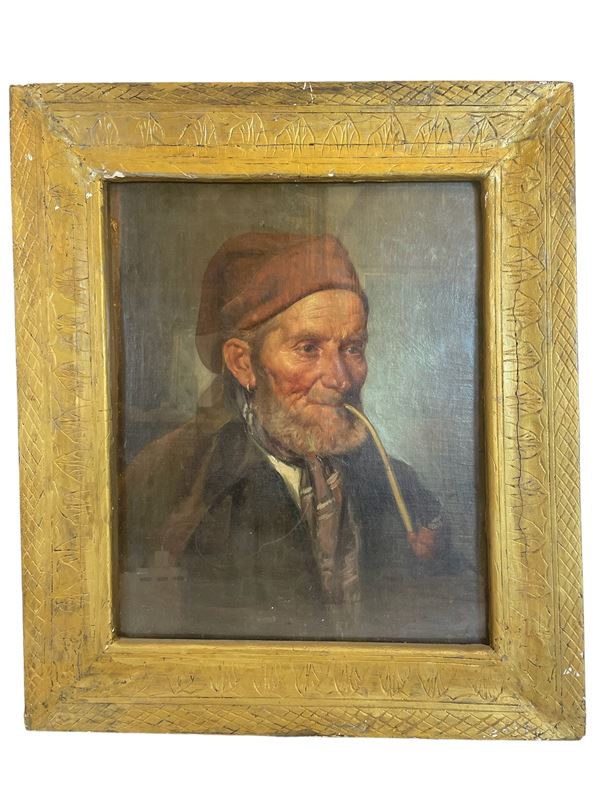 Salvatore Maresca - Ritratto di fumatore di pipa con orecchino
