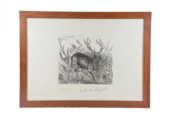 Antonio Ligabue : Il cervo  - Auction Works of art and furnitures from 15th to 20th century - DAMS Casa d'Aste