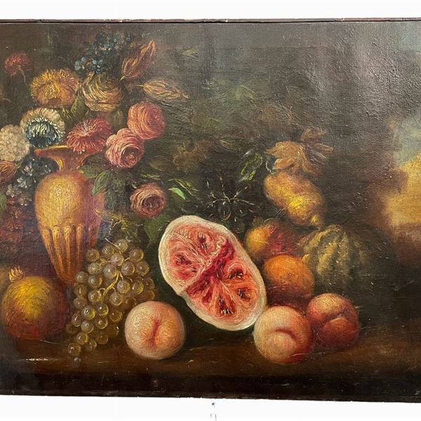 Natura morta con fiori e frutta