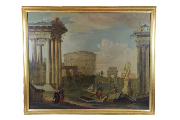 Jean - Baptiste Lallemand (bottega di) - Capriccio con rovine romane