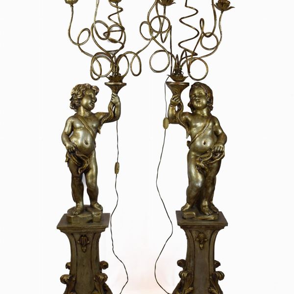 Coppia di putti candelieri