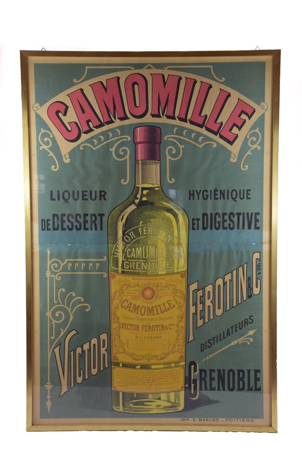 Manifesto pubblicitario "Camomille - Liqueur Higiénique de dessert et digestive"  (1930 ca.)  - Stampa - Asta Opere d'arte e arredamenti dal XV al XX secolo - DAMS Casa d'Aste