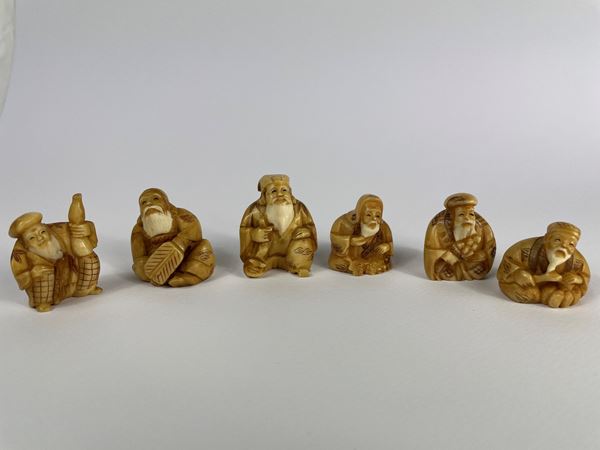 Lotto di 6 netsuke