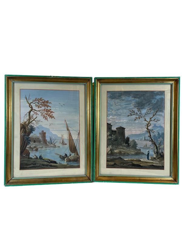 Coppia di paesaggi fluviali