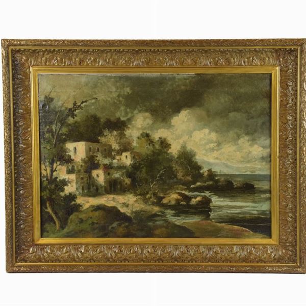 Giuseppe Carelli - Scorcio di paesaggio marino con rovine