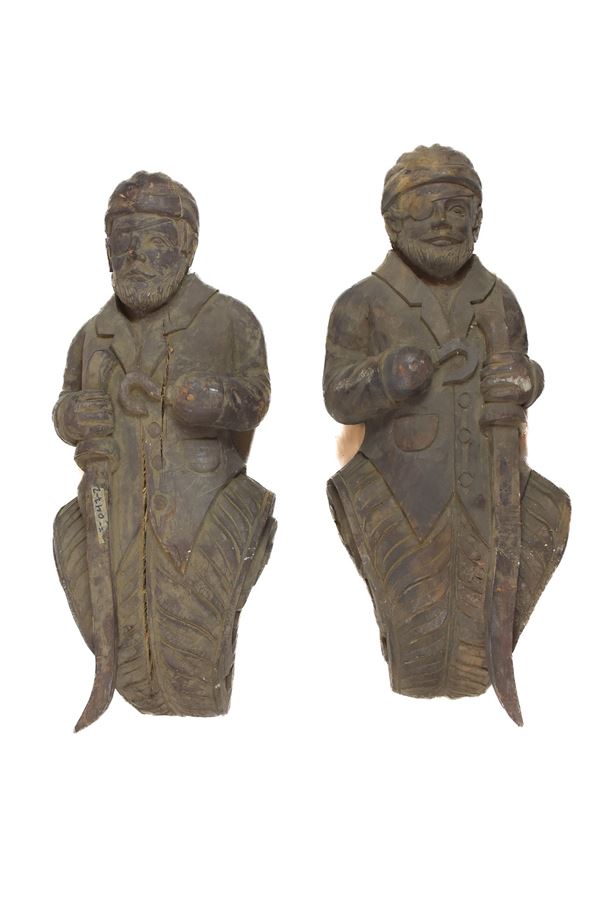 Coppia di polene  (Produzione nord europea XIX sec.)  - Auction Works of art and furnitures from 15th to 20th century - DAMS Casa d'Aste