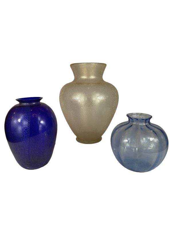 Lotto di tre vasi di Murano