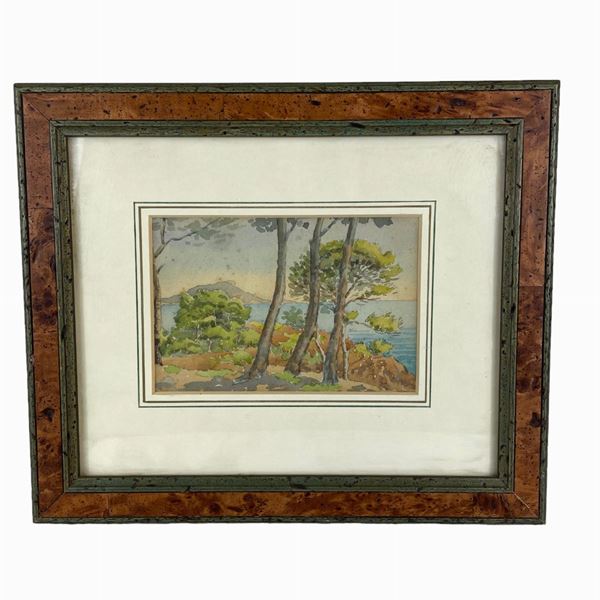 Veduta costiera  (Metà XX sec.)  - Acquerello - Auction Asta estiva a tempo - Al miglior offerente - DAMS Casa d'Aste