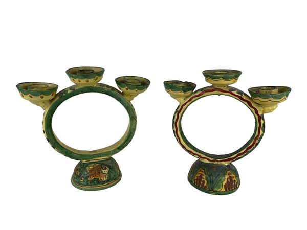 Coppia di candelieri  (Seconda metà XX sec.)  - Asta Arredamenti Antichi e Moderni - Web Only - DAMS Casa d'Aste