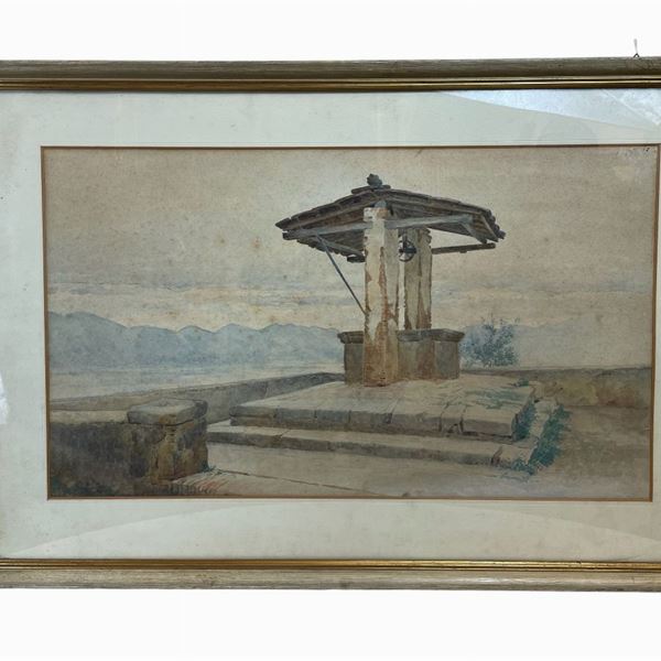 Paesaggio campestre con pozzo