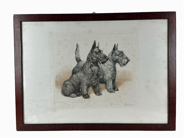 Emmanuel Effremoff : Cani Terrier  - Auction Furnishings and supplies from Hotel Aldrovandi Villa Borghese in Rome and other properties - DAMS Casa d'Aste