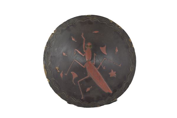 Copricapo militare "Jingasa" con mantide religiosa