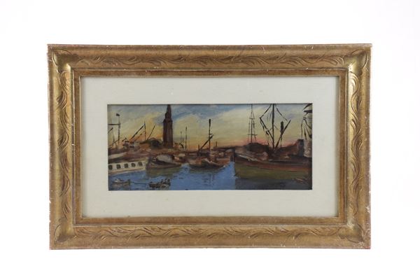 Fillide Levasti : Scena portuale  - Auction Works of art and furnitures from 15th to 20th century - DAMS Casa d'Aste