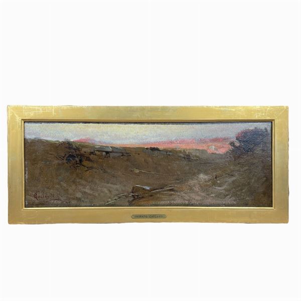 Onorato Carlandi - Paesaggio inglese al tramonto