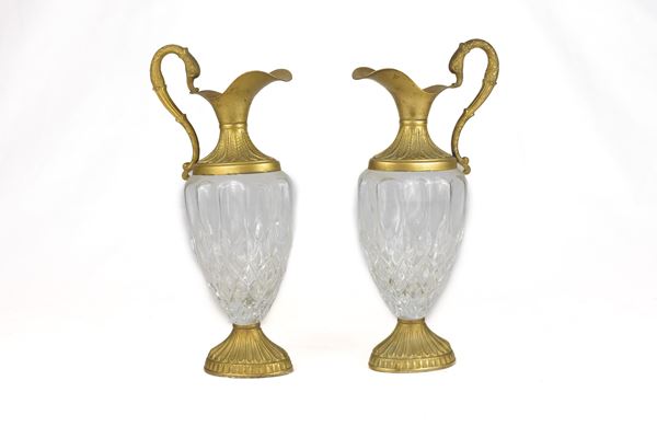 Coppia di caraffa in vetro e bronzo  (Metà XX sec.)  - Asta Opere d'arte e arredamenti dal XV al XX secolo - DAMS Casa d'Aste