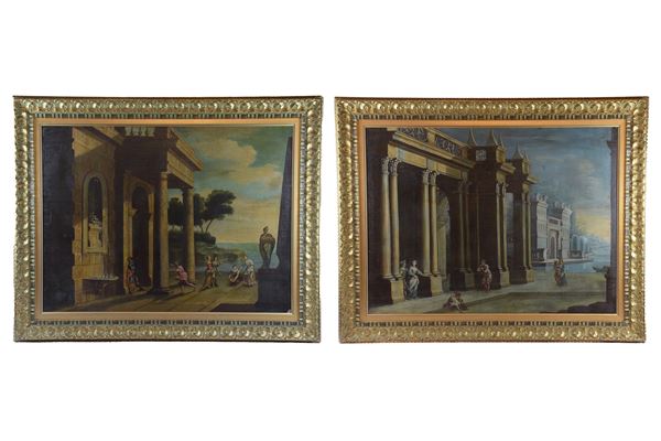 Coppia di capricci architettonici