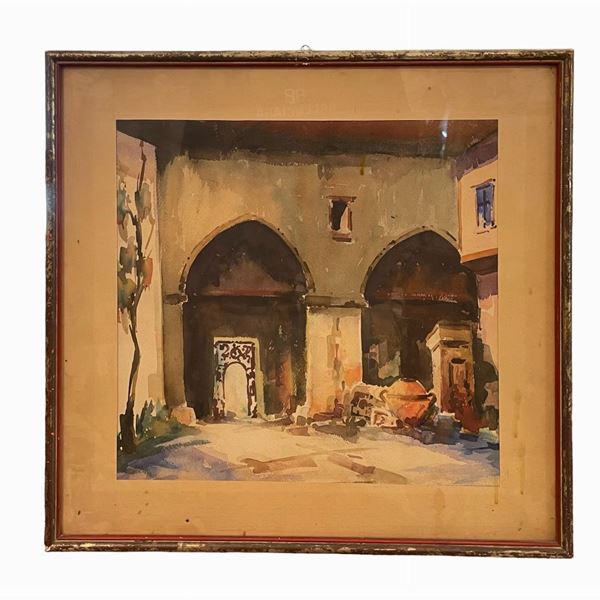 Interno di cortile con porticato