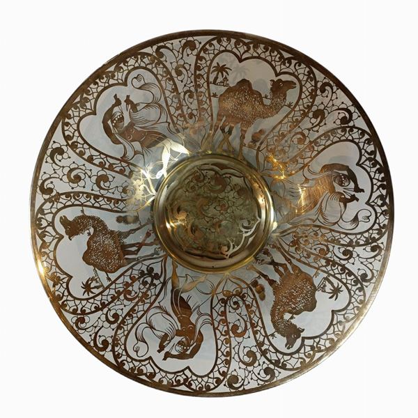 Centrotavola cristallo con decori in argento