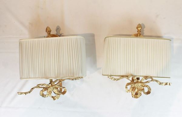 Lotto di 3 appliques a due luci  (fine XX secolo)  - Auction Furnishings and supplies from Hotel Aldrovandi Villa Borghese in Rome and other properties - DAMS Casa d'Aste