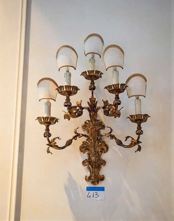 Coppia di appliques a 5 luci
