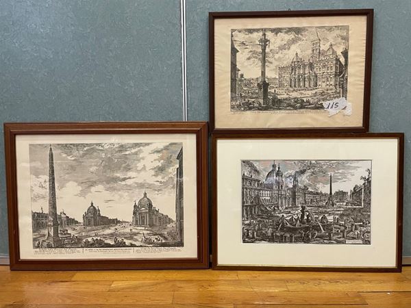 Lotto di cinque stampe da Piranesi