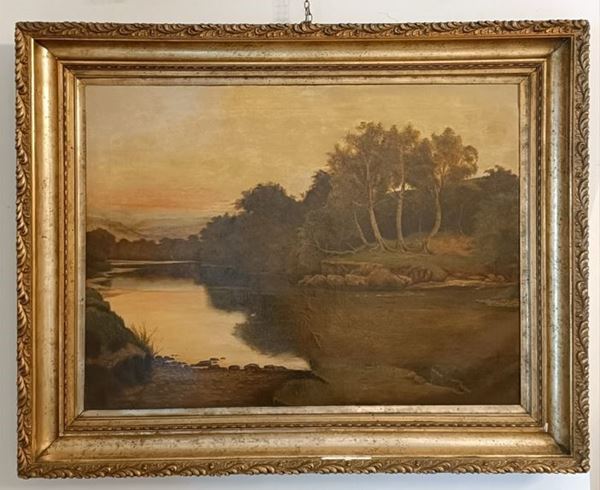 Paesaggio Fluviale  (1915)  - Auction Furnishings and supplies from Hotel Aldrovandi Villa Borghese in Rome and other properties - DAMS Casa d'Aste