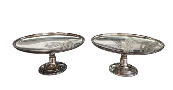 Coppia di alzate Sambonet  (xx secolo)  - Auction Furnishings and supplies from Hotel Aldrovandi Villa Borghese in Rome and other properties - DAMS Casa d'Aste