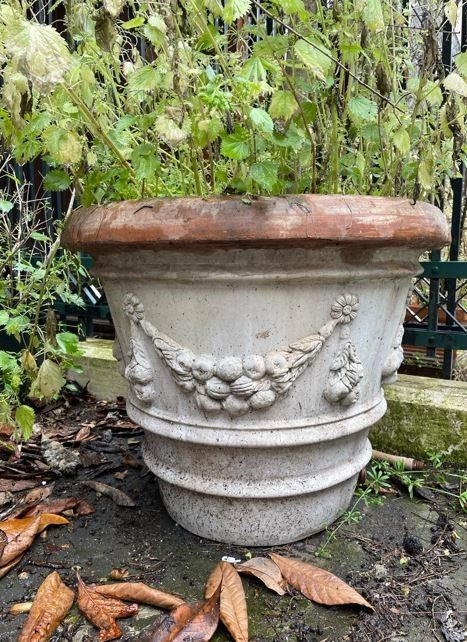 Coppia di grandi vasi in terracotta rotondi - Terra di Siena