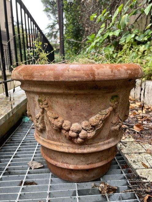 Coppia di vasi in terracotta rotondi - TERRA DI SIENA