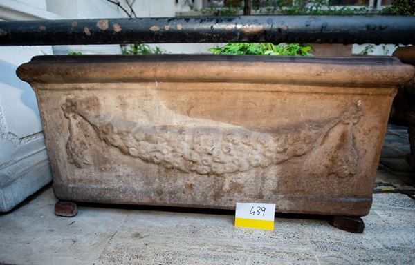 Lotto di 4 vasi in terracotta rettangolari