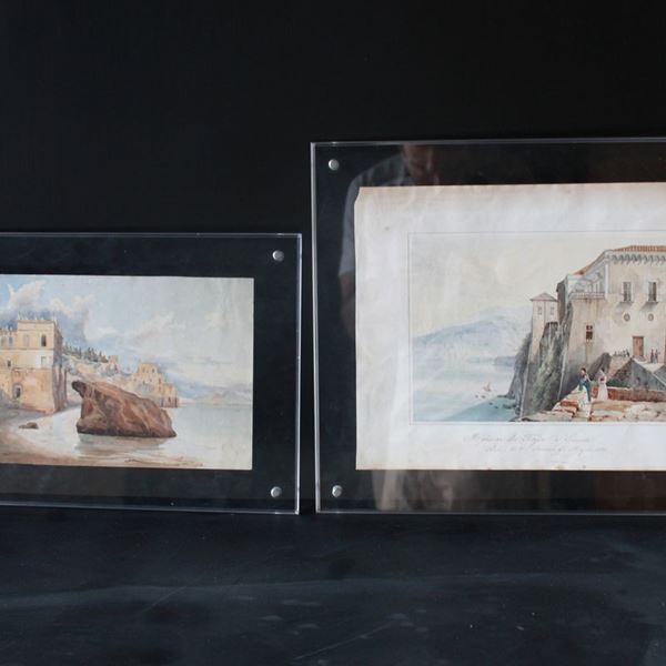 Coppia di vedute di marine napoletane