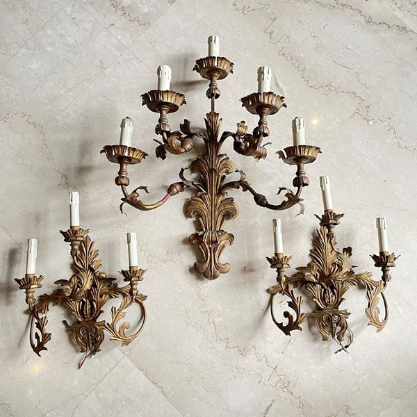 Set di 3 Appliques da parete  - Asta Arredi antichi, Design e Decorazioni Dell'Hotel Aldrovandi Villa Borghese e Altre Committenze Private - Parte 2 - DAMS Casa d'Aste